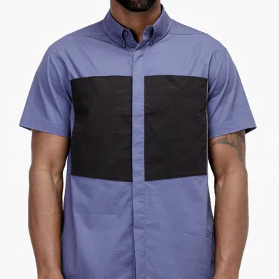 Konus Men's Short Sleeve Button Up In Cobalt In Blue