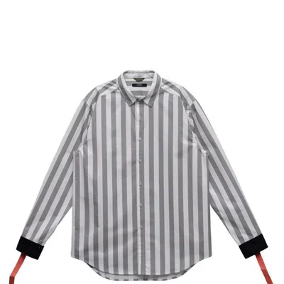 Konus Men's Striped Shirt With Pint Extended Placket In Grey