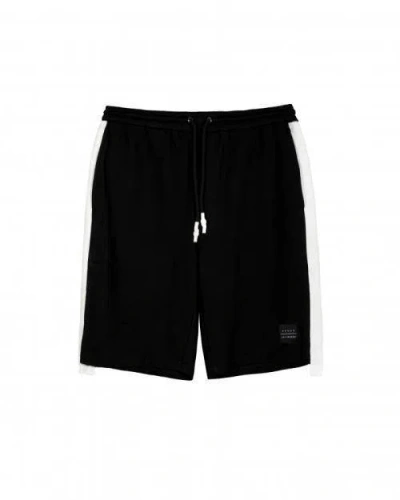 Konus Men's Sweat Shorts With White Tape On Side In Black