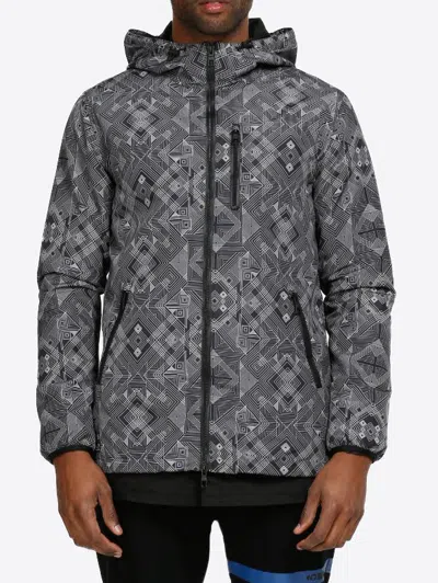 Konus Men's Tech Graphic Wind Breaker Jacket In Black In Gray