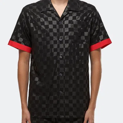 Konus Men's Tonal Checker Printed Shirt In Black