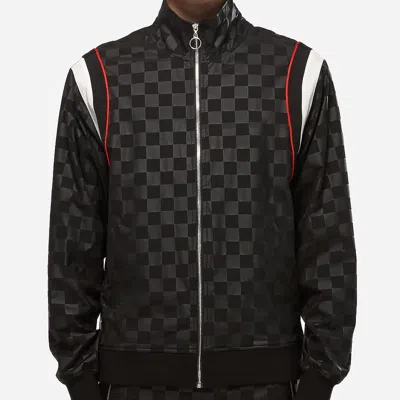 Konus Men's Tonal Checkered Jacket In Black