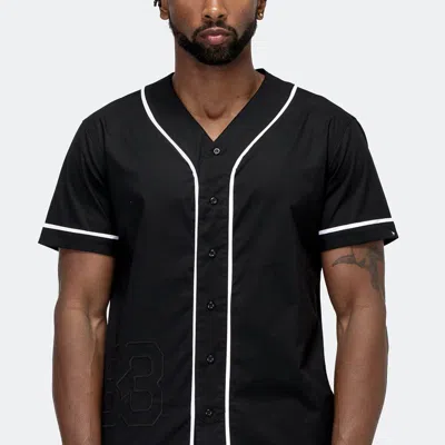 Konus Men's Woven Baseball Jersey Shirt In Black