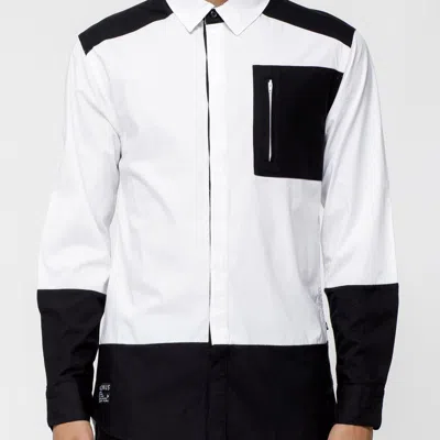 Konus Men's Zip Pocket Button Up In White Black