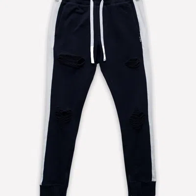 Konus Side Strip French Terry Joggers In Navy In Blue
