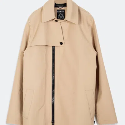 Konus Unisex Collar Long Sleeve Coat In Brown