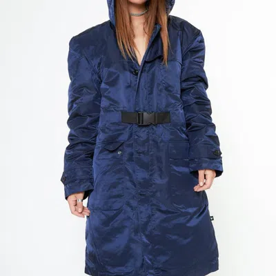 Konus Unisex Detachable Liner Hooded Parka Jacket In Blue
