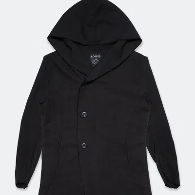 Konus Unisex Hooded Fishtail Jacket In Black