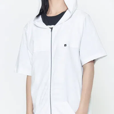 Konus Unisex Long Hoodie With Two Way Zipper In White