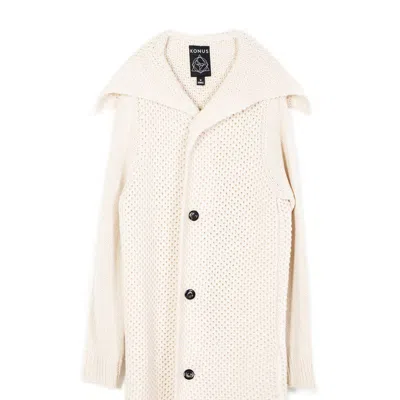 Konus Unisex Wool Blend Cardigan Sweater In White