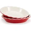 Kook Kitchenware Ceramic Deep Pie Dish With Wave Edge In Red