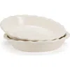Kook Kitchenware Ceramic Deep Pie Dish With Wave Edge In Neutral