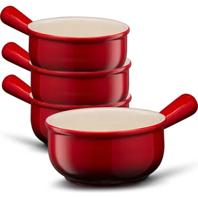 Kook Kitchenware French Onion Soup Crocks In Red
