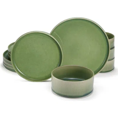 Kook Kitchenware Hearthstone Collection Kook Ceramic Dinnerware Set In Green