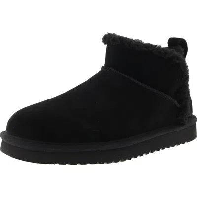 Koolaburra 1167970 Womens Faux Fur Lined Leather Shearling Boots In Black