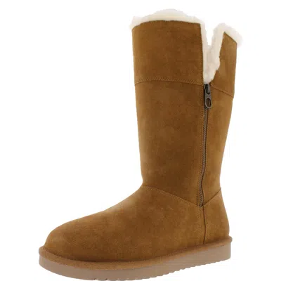 Koolaburra Aribel Tall Womens Suede Zipper Shearling Boots In Pink