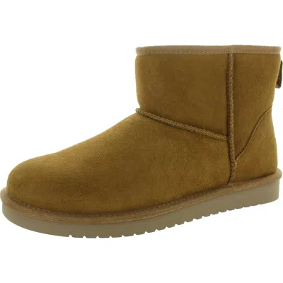Koolaburra Burra Mini Mens Leather Cozy Shearling Boots In Brown