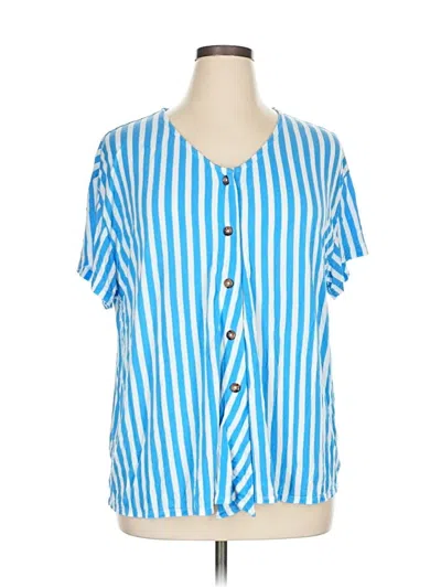 Pre-owned Koolaburra By Ugg Short Sleeve Blouse In Blue