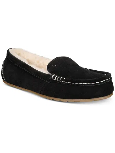 Koolaburra Lezly Womens Suede Slip On Loafer Slippers In Black