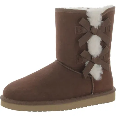 Koolaburra Victoria Short Womens Leather Embellished Shearling Boots In Pink
