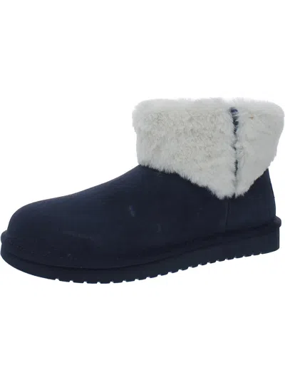 Koolaburra Womens Suede Faux Shearling Winter & Snow Boots In Blue