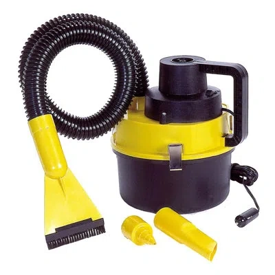 Koolatron 12v 3.8l Portable Wet/dry Canister Vacuum + Inflator With 4 Nozzles In Yellow;black