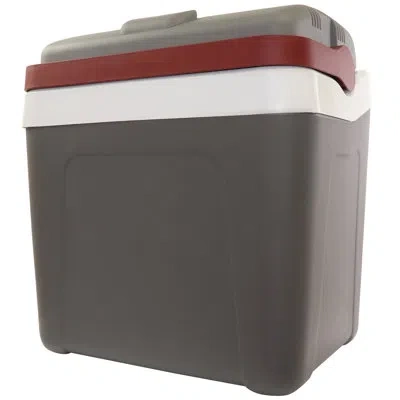 Koolatron 12v Electric Cooler, 24l (26qt) Thermoelectric Car Fridge, Self-locking Handle, 12 Volt Dc Connectio In Gray