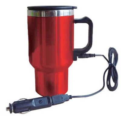 Koolatron 12v Usb Heated Insulated Travel Mug, 17 Oz, Stainless Steel In Red