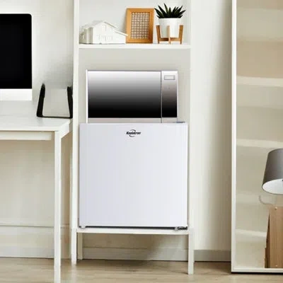 Koolatron 1.7 Cu Ft Compact Fridge + Total Chef 700w Microwave Combo In Stainless Steel;white