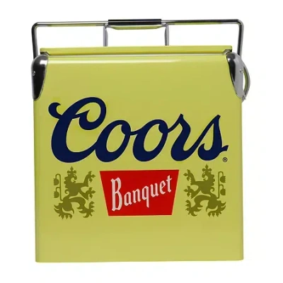 Koolatron Coors Banquet Retro Ice Chest Cooler With Bottle Opener 13l (14 Qt)- Yellow And Silver