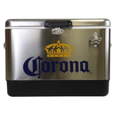 Koolatron Corona Ice Chest Cooler With Bottle Opener, 51l (54 Qt), 85 Cans In Silver