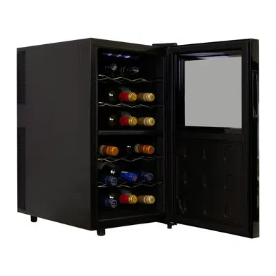 Koolatron Dual Zone 14" Freestanding 18 Bottle Wine Refrigerator In Black