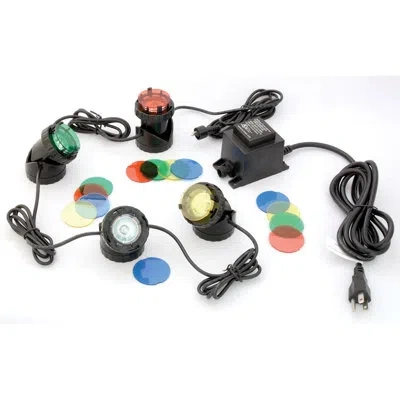 Koolatron Pond Glo 4 Piece Pond Lighting Set With Transformer In Black