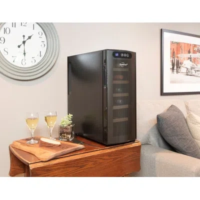 Koolatron Single Zone 10" Freestanding 12 Bottle Wine Refrigerator In Black