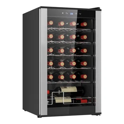 Koolatron Single Zone 14" Freestanding 24 Bottle Wine Refrigerator In Black