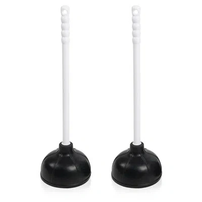 Koomade 2 Pack Toilet Plunger, Ergonomic Plastic Handle Drain Pump For Sink And Toilet In Black