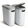 Koomade 2-pack 10l Spring-lid Trash Can, Slim Rectangular Pp Plastic Waste Bin With Press-top Lid For Bathro In Gray