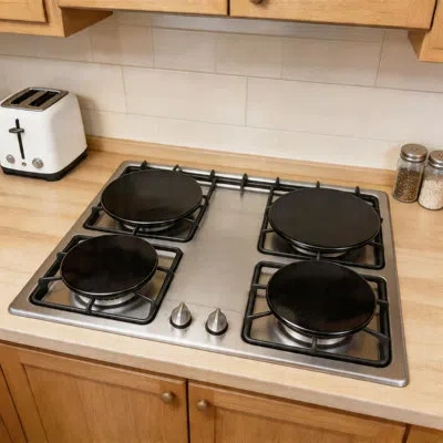 Koomade 4pack Range Top Stove Burner Covers, Black Kitchen Decor, Help Expand Countertop Space