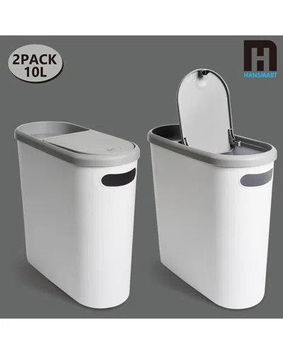 Koomade Space-saving Narrow Trash Cans (2 Pack) In White