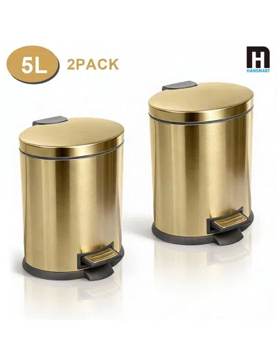 Koomade Stainless Steel Oval Trash Cans (2 Pack) In Gold