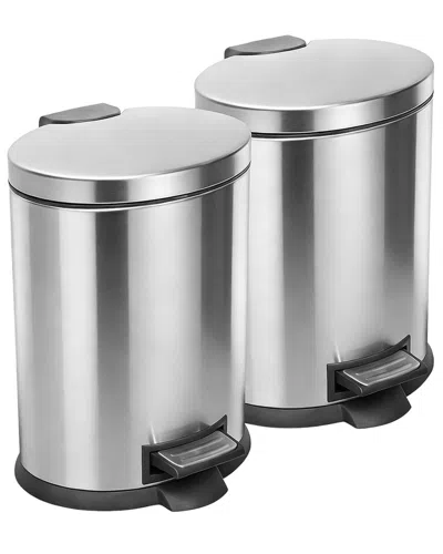 Koomade Stainless Steel Trash Cans (2 Pack) In Silver