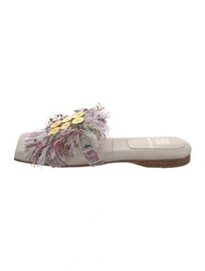 Pre-owned Kooreloo Leather Patterned Slides In Neutrals