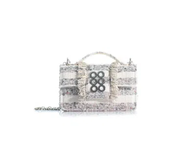 Kooreloo Women's The Petite Basset Tweed Bag In White/silver Stripes In Multi