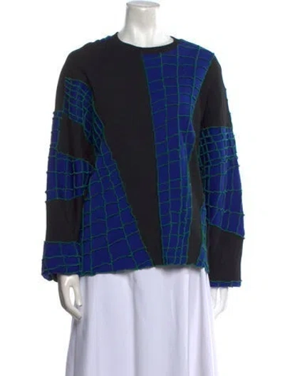 Pre-owned Koos Van Den Akker Plaid Print Crew Neck Sweater In Blue