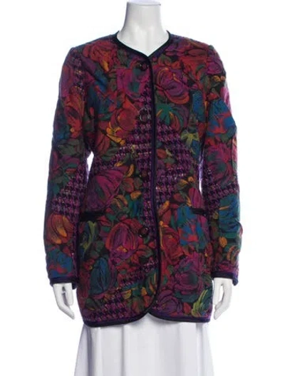 Pre-owned Koos Van Den Akker Silk Floral Print Jacket In Multi