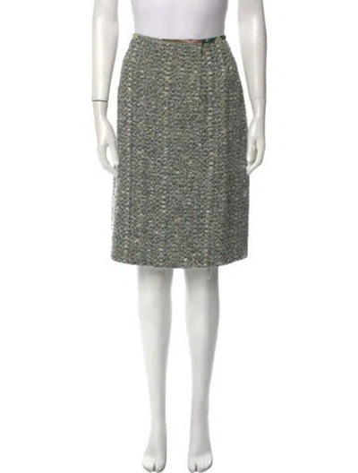 Pre-owned Koos Van Den Akker Tweed Pattern Knee-length Skirt In Green