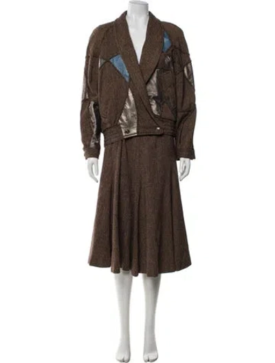Pre-owned Koos Van Den Akker Vintage 1980's Skirt Set In Brown