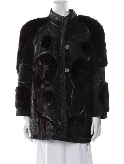 Pre-owned Koos Van Den Akker Vintage Couture Faux Fur Coat In Black