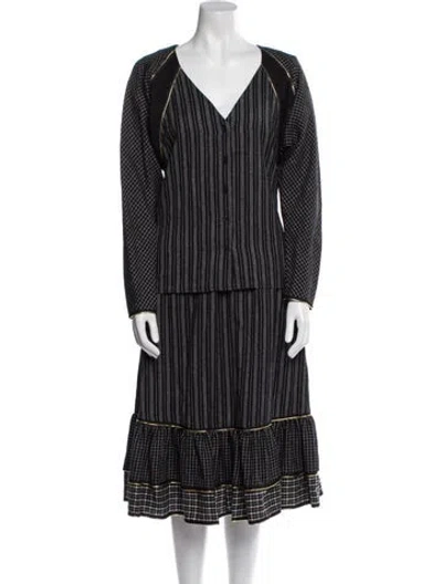 Pre-owned Koos Van Den Akker Wool Striped Skirt Set In Black