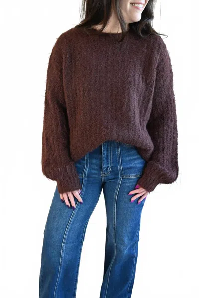 Koral Ridge Road Fuzzy Sweater In Brown